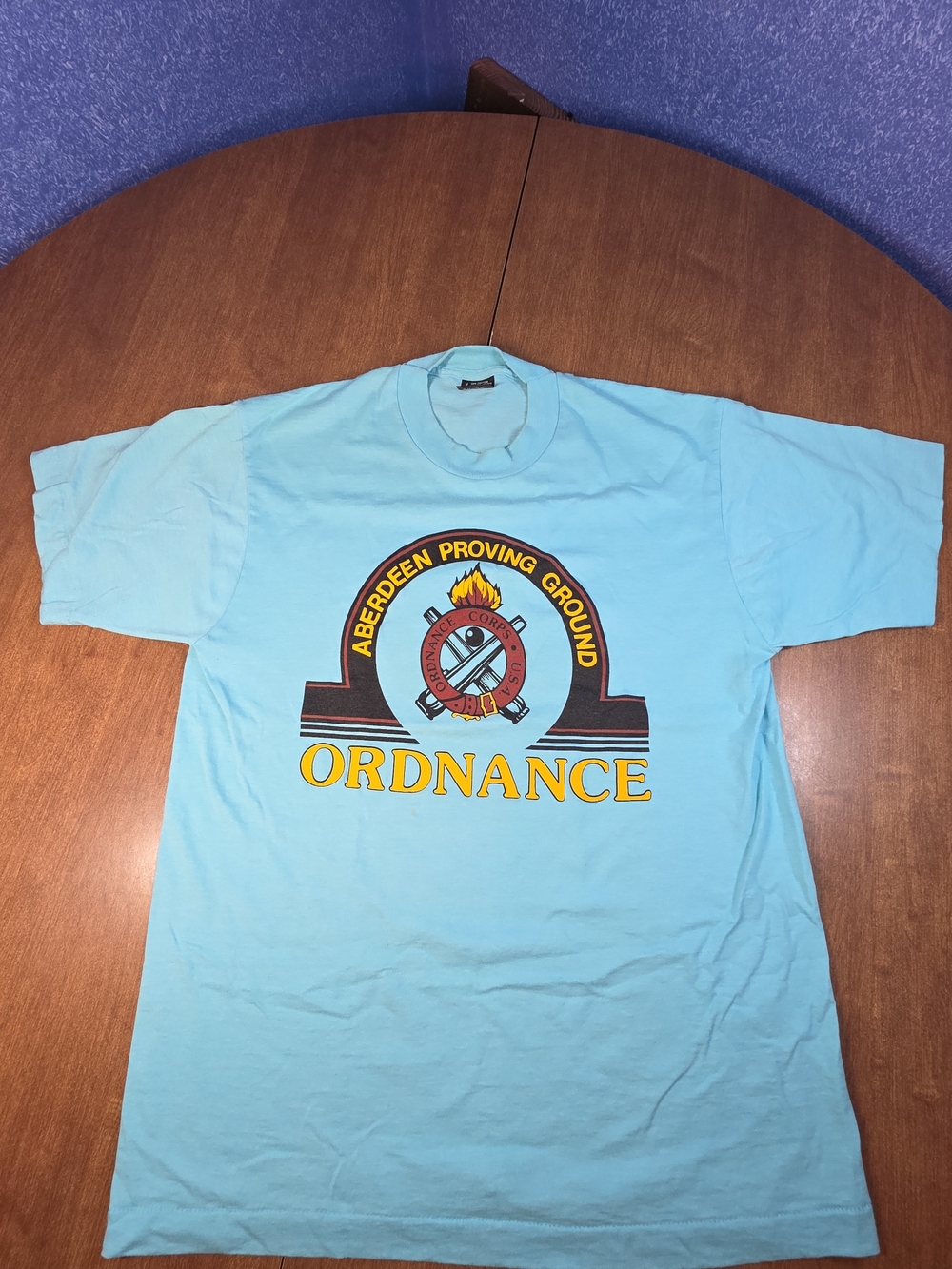 Vintage Screen Stars Best US ARMY ORDNANCE CORPS T-SHIRT Large~Flame Sngl Stitch